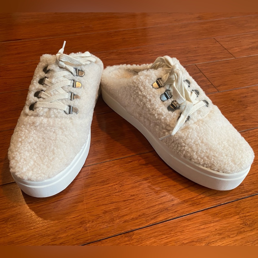 Lucky Brand Off White Sherpa Slip-on Lace Sneakers